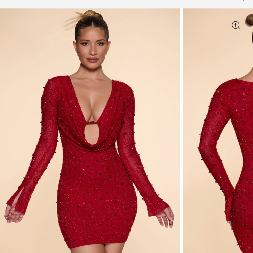 Oh Polly Red Long Sleeve Dress